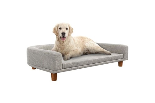 Canapé et fauteuil pour chien Pawhut Canapé chien lit pour chien design  scandinave déhoussable dim. 75L x 55l x 39H cm pieds bois tissu polyester  gris