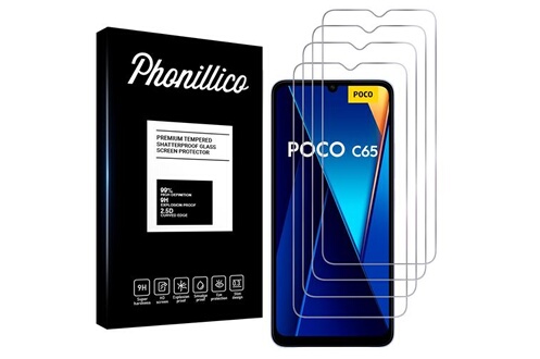 Protection d'écran pour smartphone Phonillico Verre Trempé pour Xiaomi Poco  C65 [Pack 4] Film Vitre Protection Ecran®