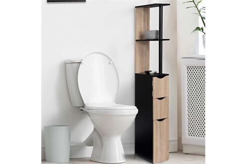 IDMarket - Meuble WC étagère bois WILLY 2 portes blanc : : Cuisine  et Maison