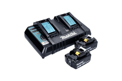Chargeur et batterie Makita Power Source Kit Li 18V + 2x Batteries BL1860B  6,0Ah + Chargeur double DC18RD ( 199484-8 )