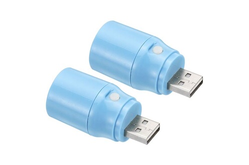 PATIKIL 2 pcs petites lampes de poche USB avec interrupteur marche/arrêt,  50x25mm Bleu