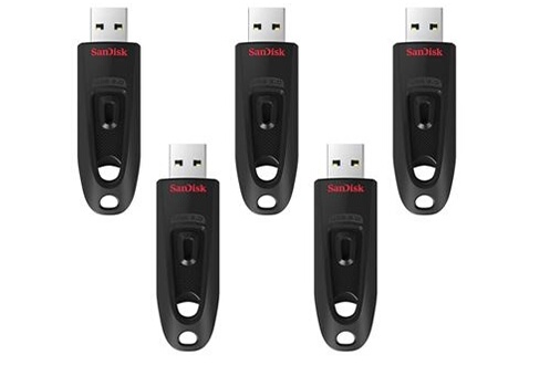 Clé USB Sandisk 5 x Clé USB Ultra 128 Go USB 3.0 (SDCZ48-128G-U46)  jusqu'à 130Mo/s