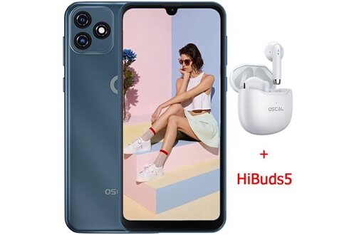 Smartphone Oscal Smartphone pas cher C20 Pro Débloqué 4G 6.088 2Go+32Go  3380mAh Bleu avec Écouteurs Bluetooth Hibuds5(Blanc)