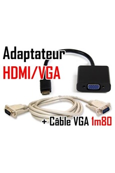 Câbles vidéo CABLING ® 2m HDMI mâle vers VGA mâle D-sub HD 15 broches M/M  Adaptateur connecteur câble pour écran PC LCD TV HD pour ordinateur  portable