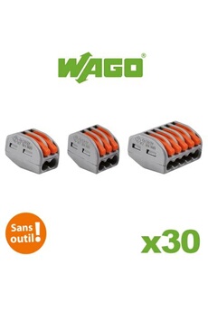WAGO Assortiment de 50 mini bornes de connexion rapide à levier S222 pour  fils rigides et souples 20x 2 entrées + 20x 3 entrées + 10x 5 entrées