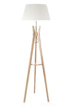 lampadaire table en bambou/ lin - dim : h 156 x d 46 cm --