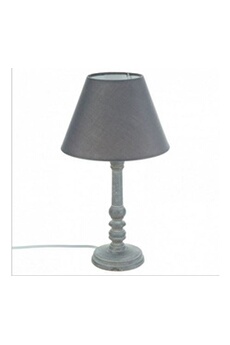 lampe grise en bois 36 cm de hauteur