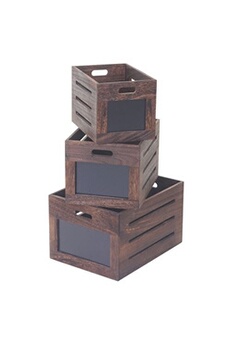 3x boîte en bois troyes style shabby vintage marron