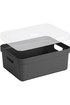 - boite de rangement avec couvercle transparent sigma home box 24l gris