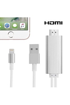 CABLING® Câble Lightning to HDMI 2M/6.6ft Lightning vers HDMI 1080P HDTV  MHL Adaptateur de Cable pour iPhone X/8/8 Plus/7/7 Plus/6s/6 Plus/5/5s .