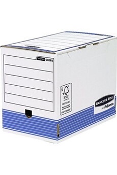 0028501 boite d'archives banker box system a4 montage automatique - dos de 20 cm bleu (lot de 10)