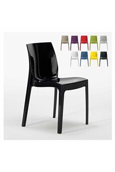 - chaise salle à manger bar ice grand soleil en polypropylène empilable, couleur: noir