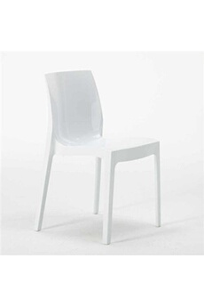 - chaise salle à manger bar ice grand soleil en polypropylène empilable, couleur: blanc