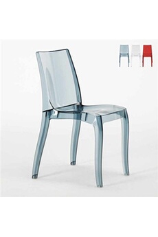 - chaise salle à manger bar transparent empilable cristal light polycarbonate grand soleil design, couleur: noir anthracite transparent