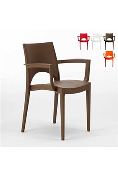 - chaise avec accoudoirs en polypropylène bar restaurant paris arm grand soleil, couleur: marron