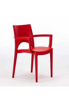 - chaise avec accoudoirs en polypropylène bar restaurant paris arm grand soleil, couleur: rouge