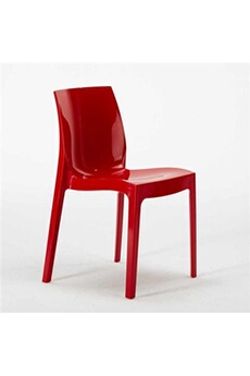- chaise salle à manger bar ice grand soleil en polypropylène empilable, couleur: rouge