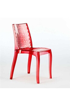 - chaise salle à manger bar en polycarbonate transparent empilable bar café hypnotic grand soleil, couleur: rouge transparent