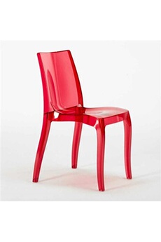 - chaise salle à manger bar transparent empilable cristal light polycarbonate grand soleil design, couleur: rouge transparent