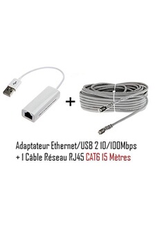 Adaptateur RJ45 USB v2.0 + cable RJ45 Cat6 15M de Vshop