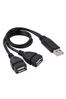 (#49) USB 2.0 Male to 2 Dual USB Female Jack Adapter Cable for Computer / Laptop, Length: About 30cm(Black)