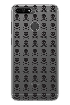 Coque en silicone imprimée compatible Huawei Honor 7A Skull Noir