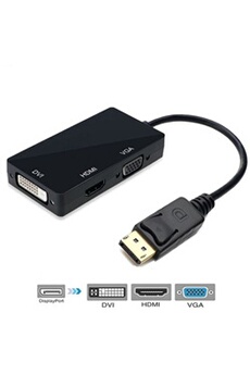 VSHOP Cable Adaptateur - 1080P DisplayPort (3 en 1) Display Port DP male vers HDMI DVI VGA Femelle Cable Adaptateur HDTV TV AV Converter pour