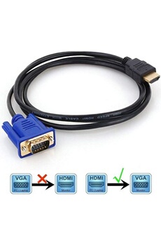VSHOP 2m HDMI mâle vers VGA mâle D-sub HD 15 broches M/M Adaptateur connecteur câble pour écran PC LCD TV HD pour ordinateur portable
