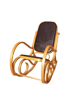 fauteuil à bascule m41 aspect chêne assise en cuir patchwork marron