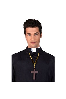 collier croix de prêtre luxe en bois - 64331