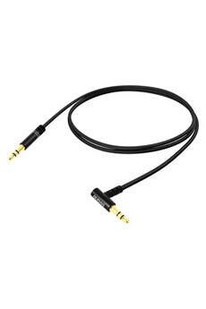 Câble Audio Jack 3.5 mm Mâle-Mâle Auxiliaire Embout coudé à 90° 1m - Noir
