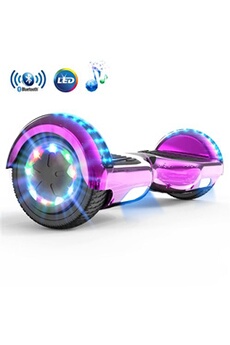Hoverboard 6,5 pouces avec Bluetooth et Pneu à LED de couleur Rose chrome