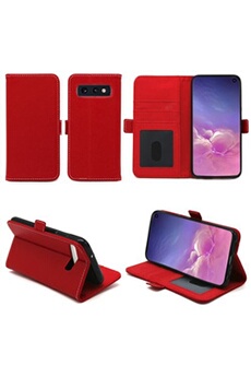 Samsung Galaxy S10e Etui Protection Portefeuille rouge à Rabat avec Porte Cartes - Housse Galaxy S10e Folio Coque Silicone Antichoc Smartphone 2019 -