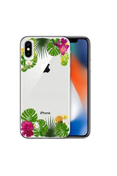 Coque Iphone X XS fleur exotique tropical transparente