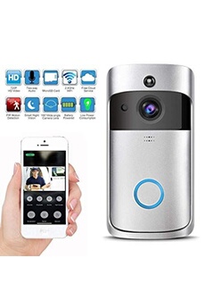 KuDiff Video Doorbell with LED Ring WiFi Smart Sonnette Vidéo sans Fil 720p HD Caméra en Temps Réel de Vision Nocturne en Mode PIR Détection de