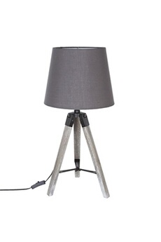 - lampe en bois trépied runo - h. 58 cm - gris