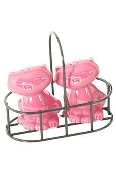 Set Poivre et sel duo de chats roses en céramique