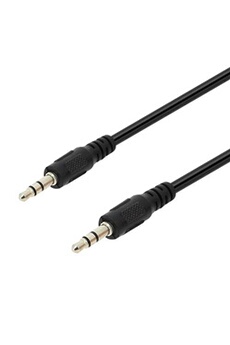 Câble Audio Jack 3.5 mm Mâle-Mâle Auxiliaire Son stéréo 1.5m Noir