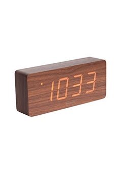 - horloge réveil en bois square - h. 9 cm - marron - square