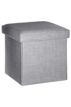 - pouf coffre pliable tomaz - l. 38 x h. 38 cm - gris clair - tomaz