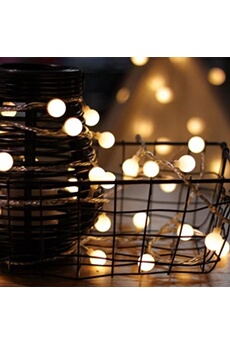 guirlande lumineuse 10m 80 ampoules, guirlande lumineuse led à piles petites boules blanc chaud décoration pour fête noël mariage