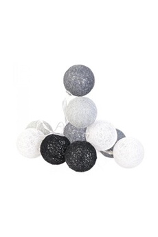the home deco light - guirlande lumineuse boules colorées 10 led 1,92 m gris, noir, blanc