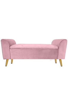 banc coffre winnie velours rose pied or