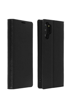 Etui Galaxy Note 10 Plus Cuir Véritable Porte cartes Support Vidéo Noir