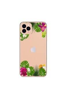 Coque Iphone 11 PRO fleur exotique tropical transparente