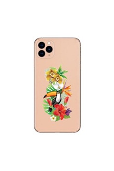 Coque Iphone 11 perroquet fleur tropical exotique transparent
