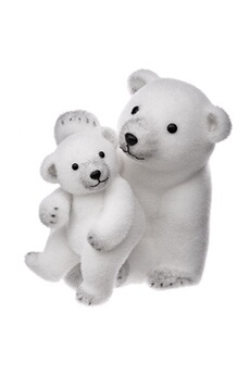 figurine ours polaire blanc et bébé 28cm