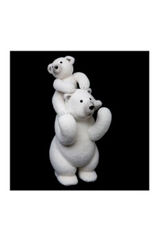 figurine maman et bébé ours polaire blanc