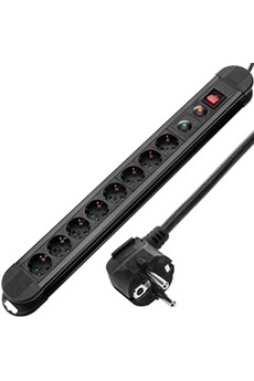 Multiprise 8 prises noir avec interrupteur - Electro Dépôt
