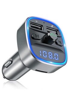 Transmetteur FM Bluetooth, Kit Voiture Emetteur FM sans Fil Adaptateur Radio Lecteur MP3 avec Appel Main Libre, Dual USB Ports 5V/2.4A & 1A Chargeur